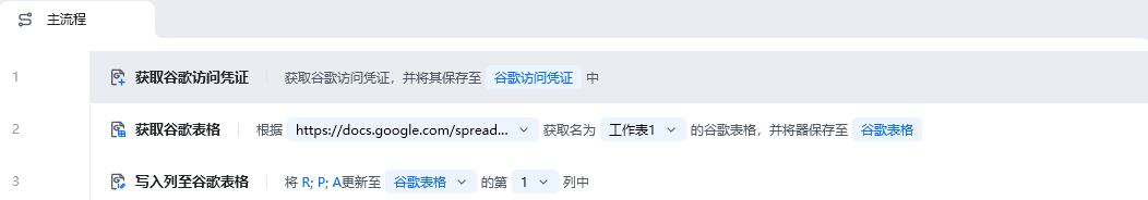 写入列至谷歌表格使用示例