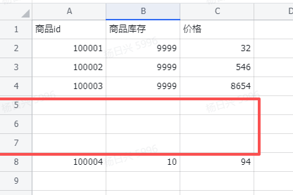插入空行至飞书表格效果展示