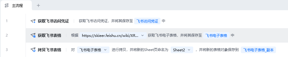 拷贝飞书表格使用示例 - 流程搭建