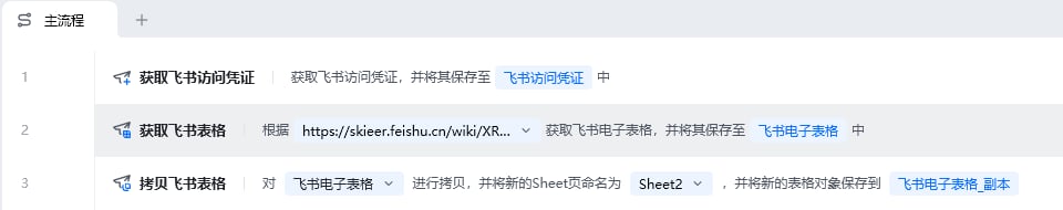 拷贝飞书表格使用示例 - 流程搭建