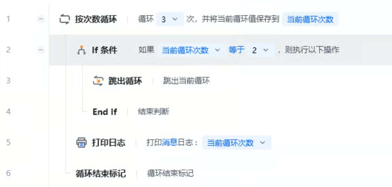 跳出循环使用示例 - 流程搭建