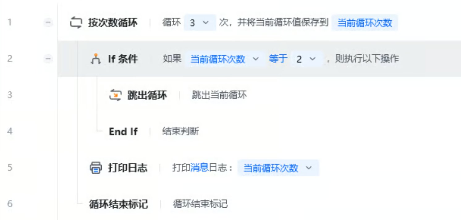 跳出循环使用示例 - 流程搭建