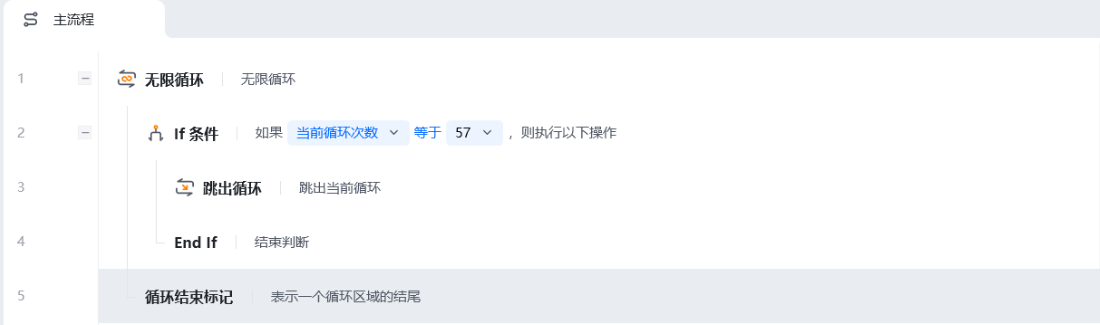 结束循环使用示例 - 流程搭建