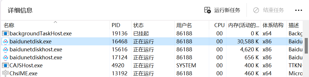 终止进程效果展示