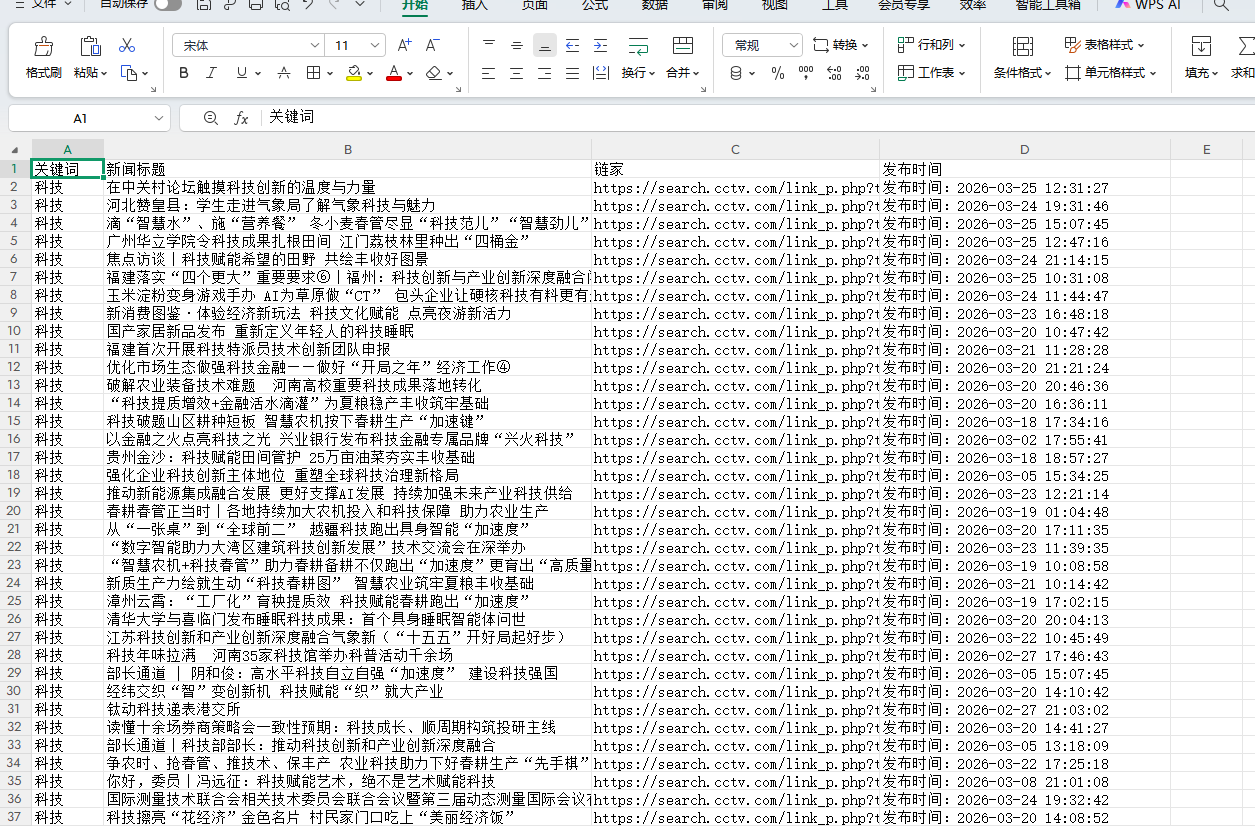 【央视新闻】关键词搜索列表采集