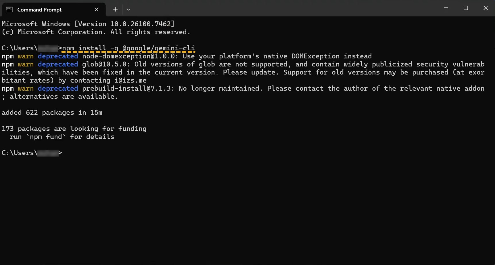 启动 Gemini CLI 并选择 Google 登录