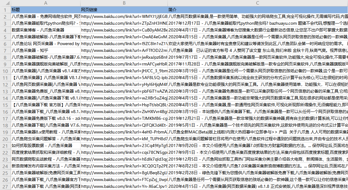 【百度】搜索结果采集