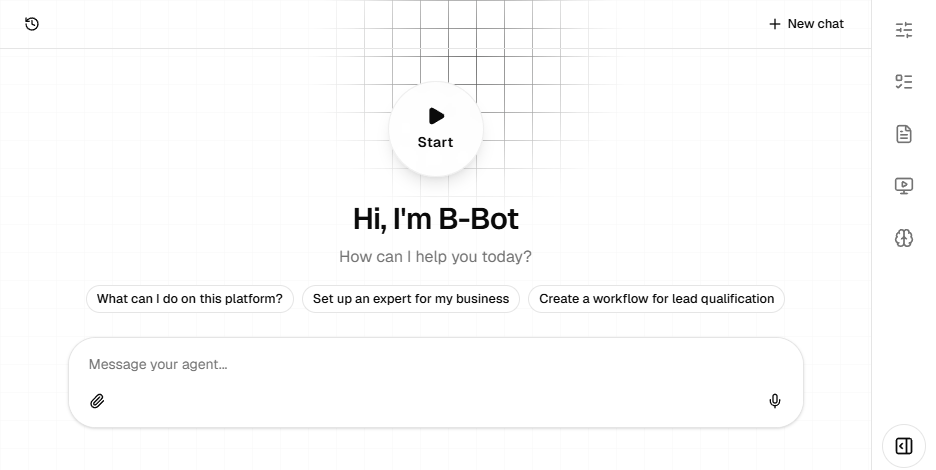 New Chat screen in B-Bot Hub