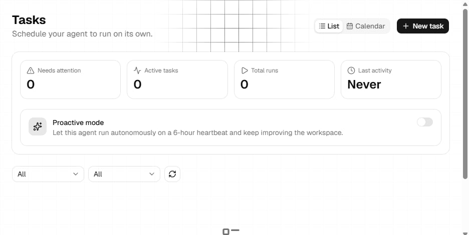 Task operations and Proactive mode in B-Bot Hub