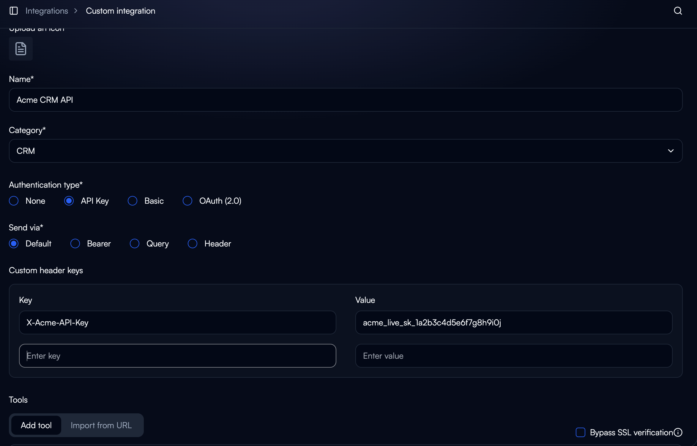 API Key authentication configuration