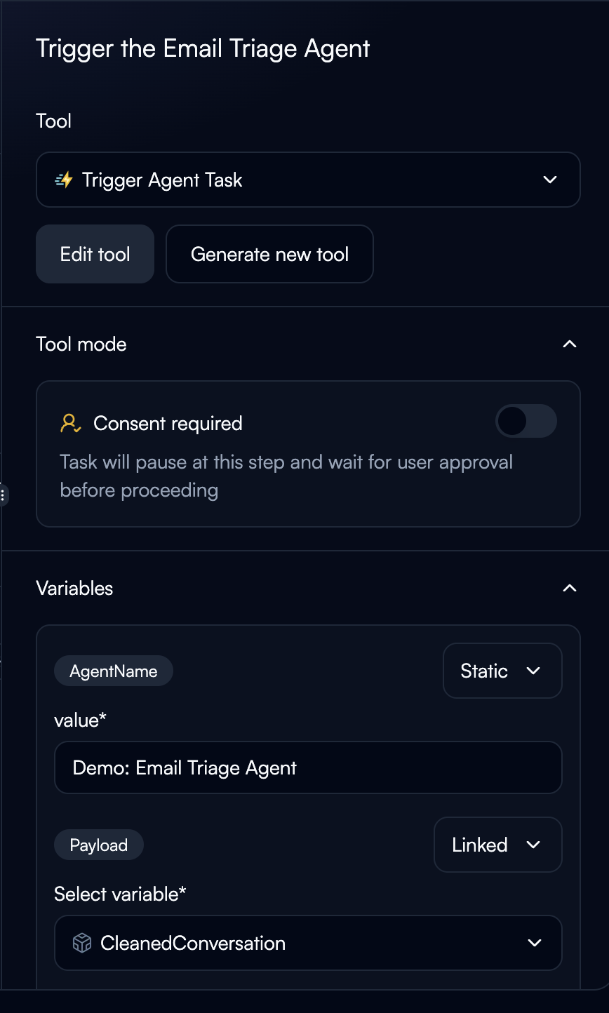 Payload configuration with linked variables