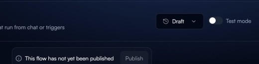 Flow header with the Test mode toggle