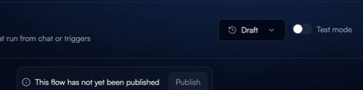 Flow header with the Test mode toggle