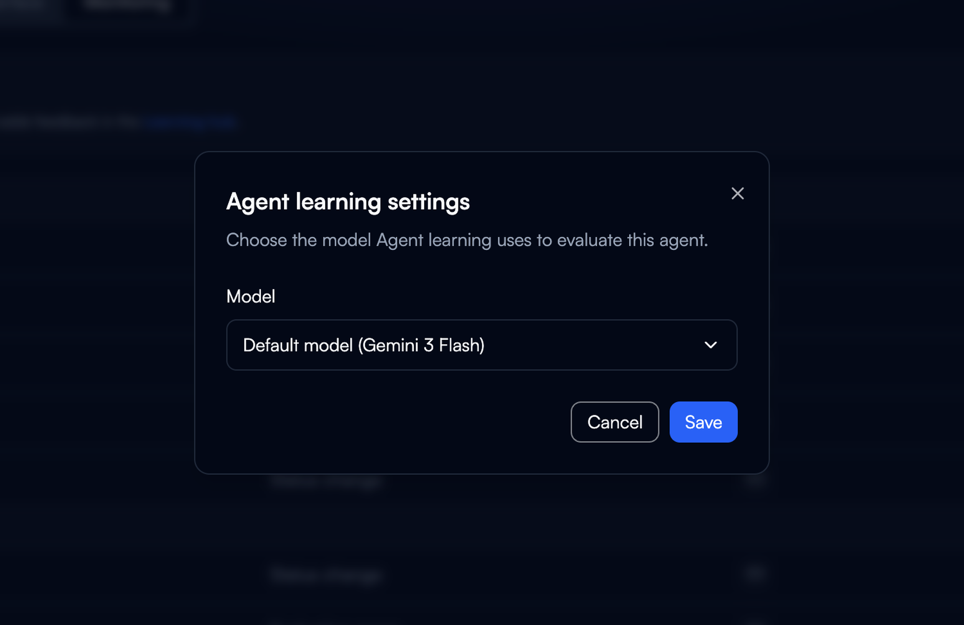 The Smart monitor settings dialog with the Model dropdown showing Default model