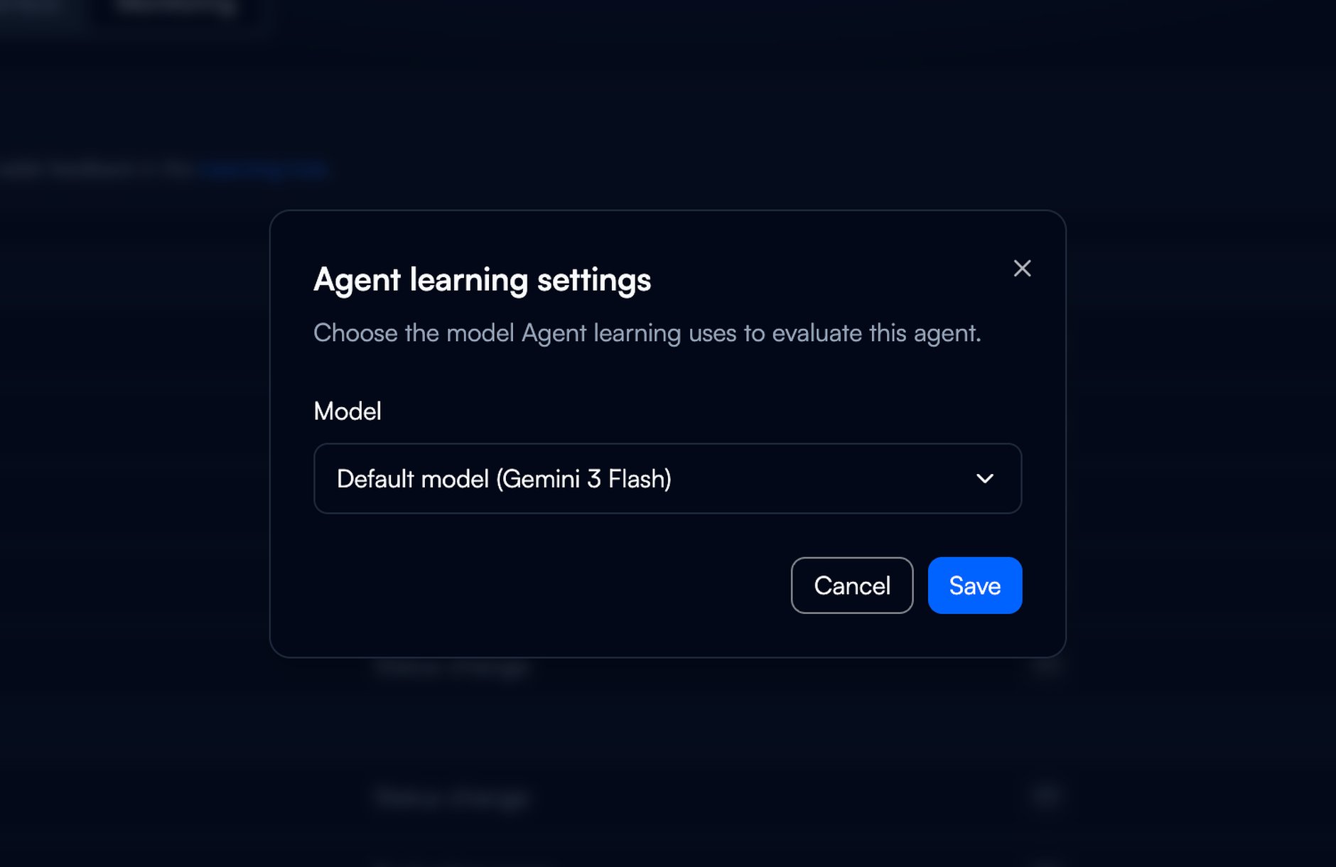 The Smart monitor settings dialog with the Model dropdown showing Default model