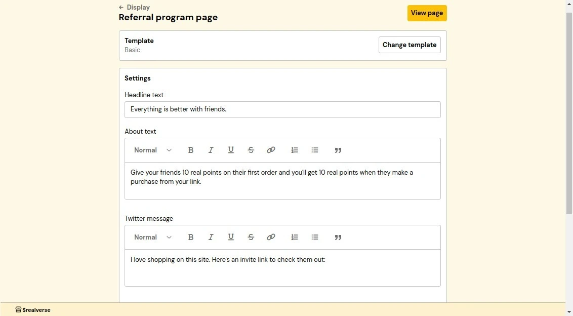 referral-page-settings