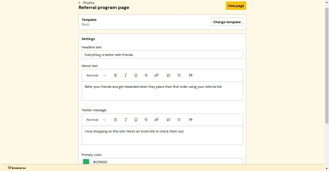 referral-page-settings