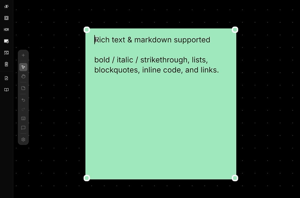 Sticky Note rich text & markdown support