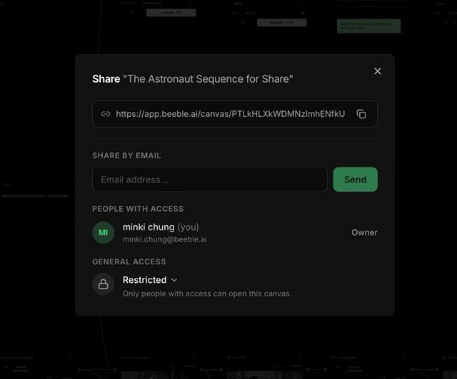 Canvas Share dialog