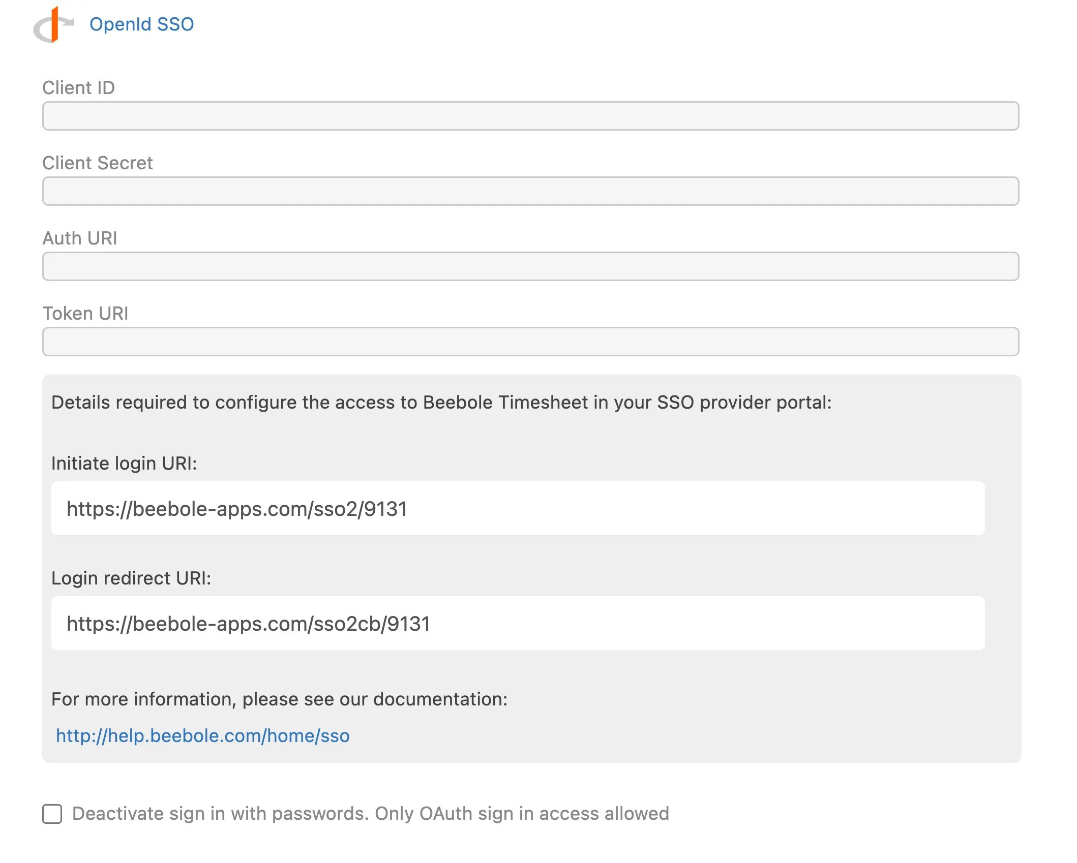 SSO configuration
