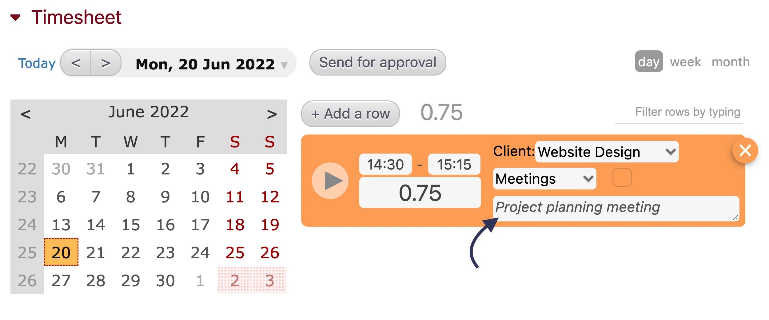 Timesheet comments