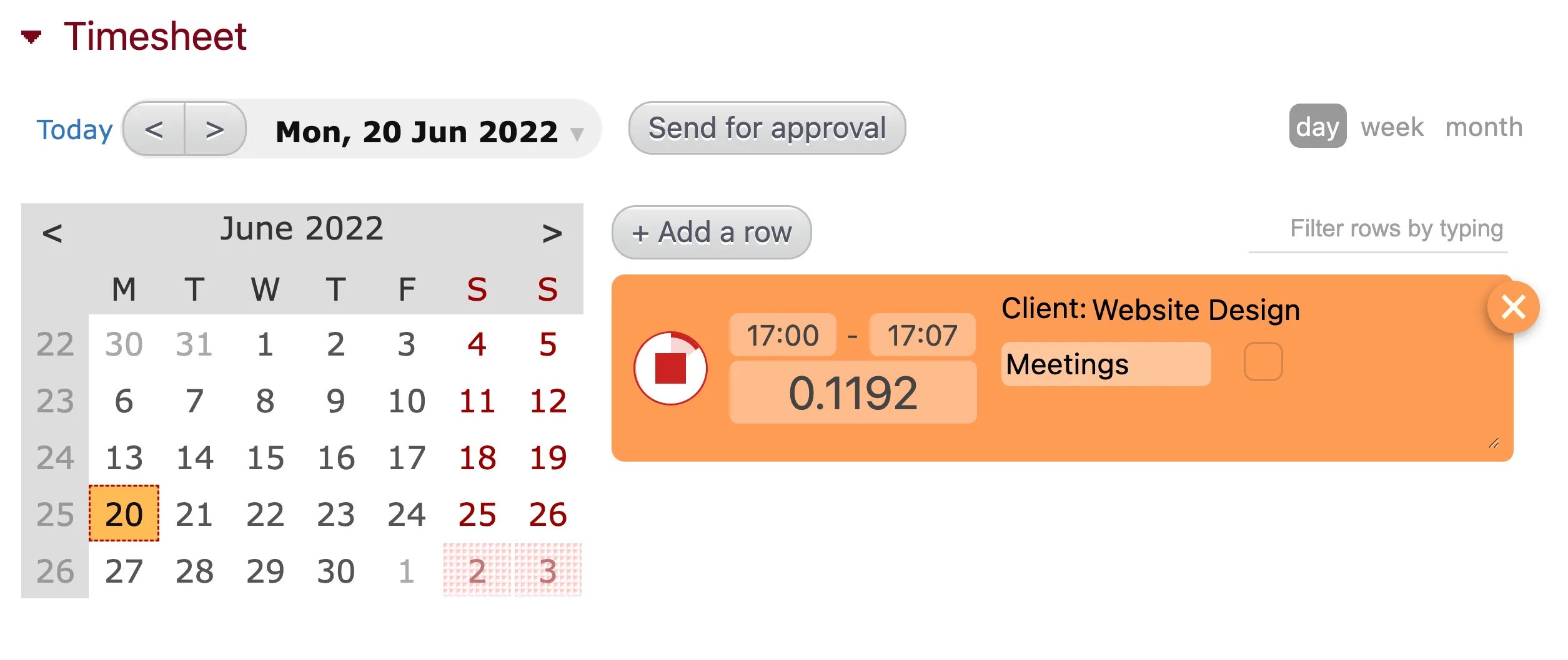 Time tracking stopwatch