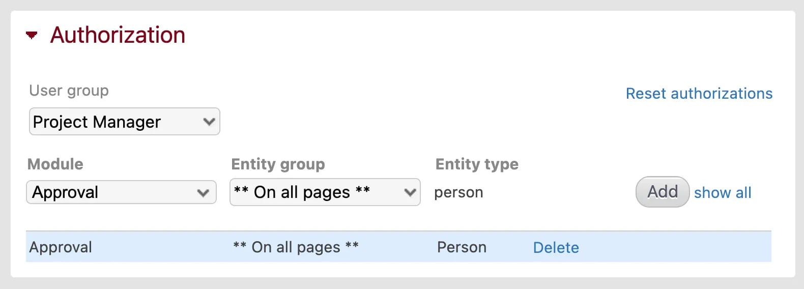 Permissions and authorizations