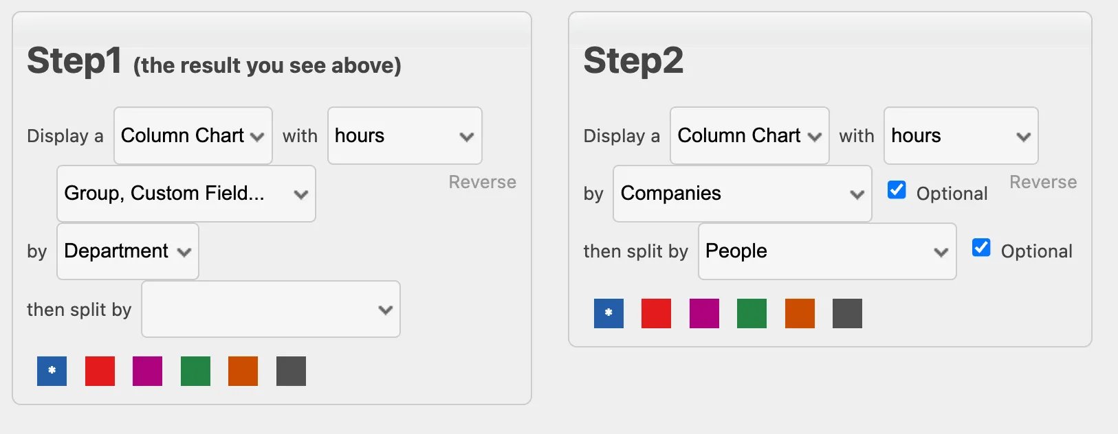 Configure report steps
