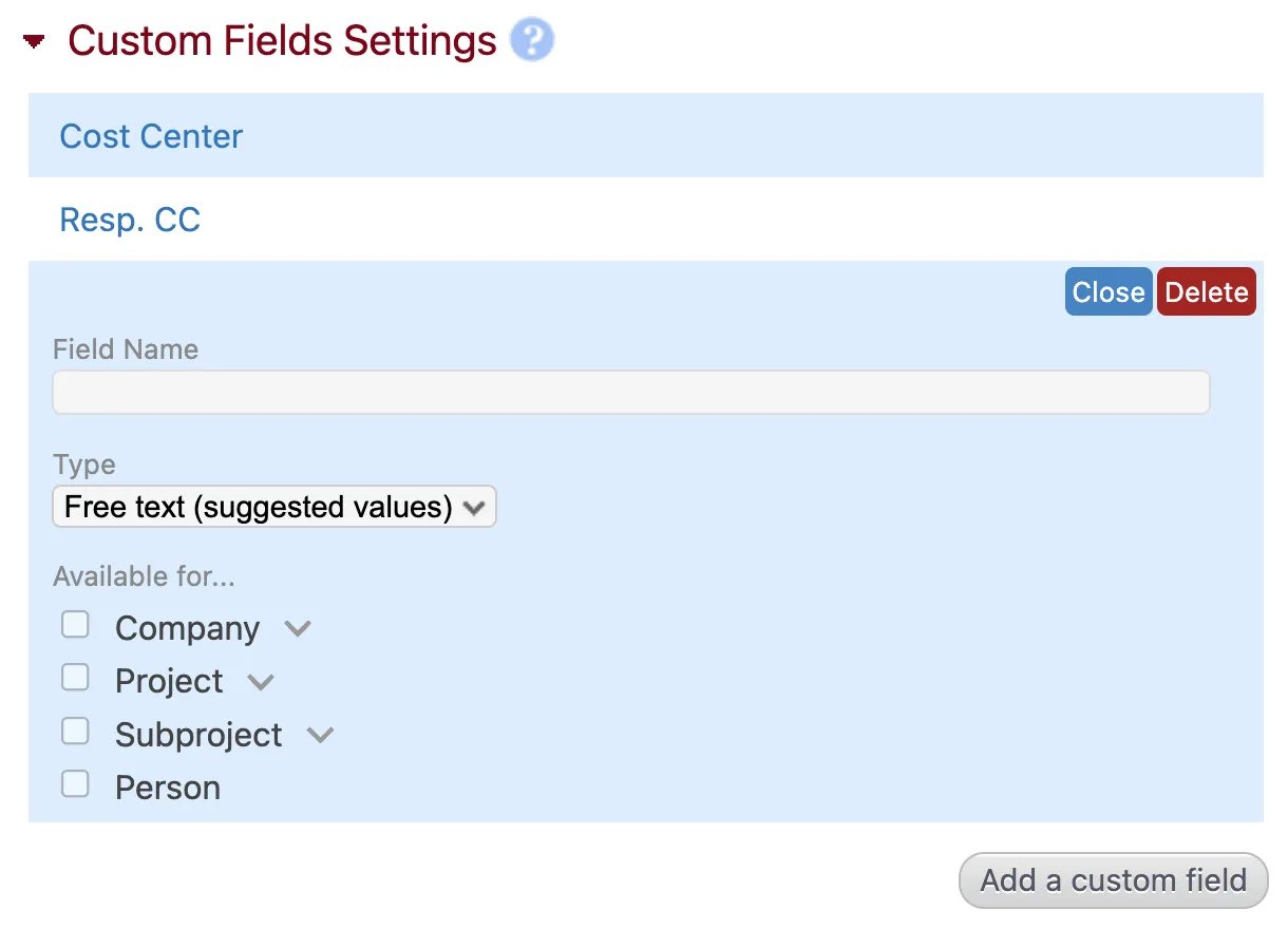 Custom field settings