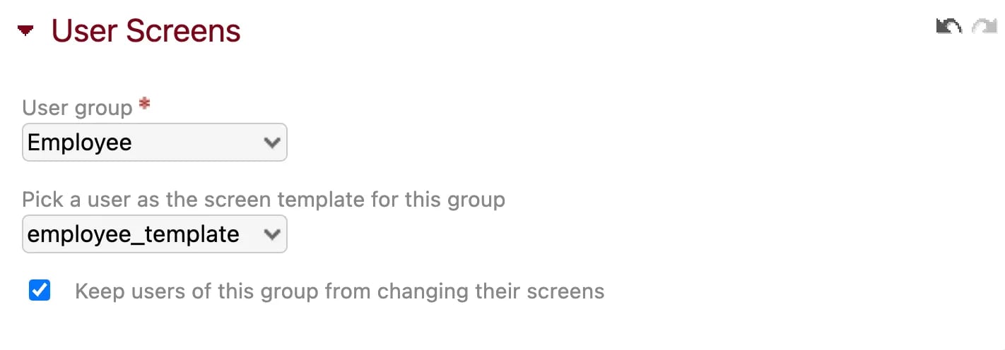 User screens