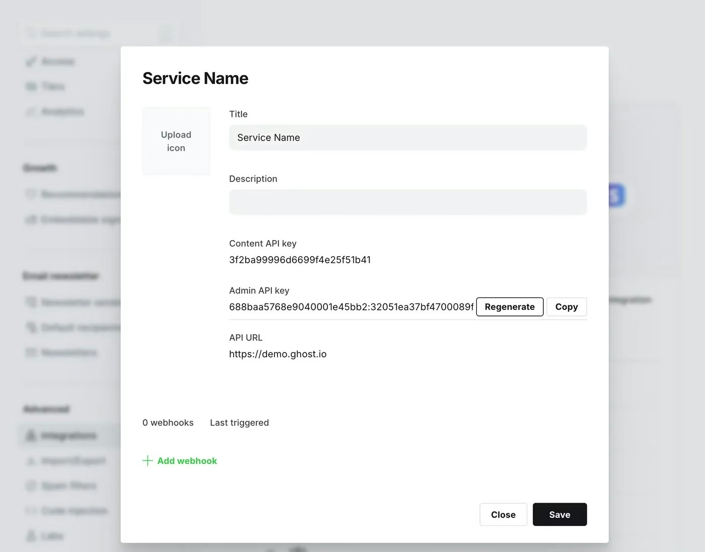Ghost API Keys