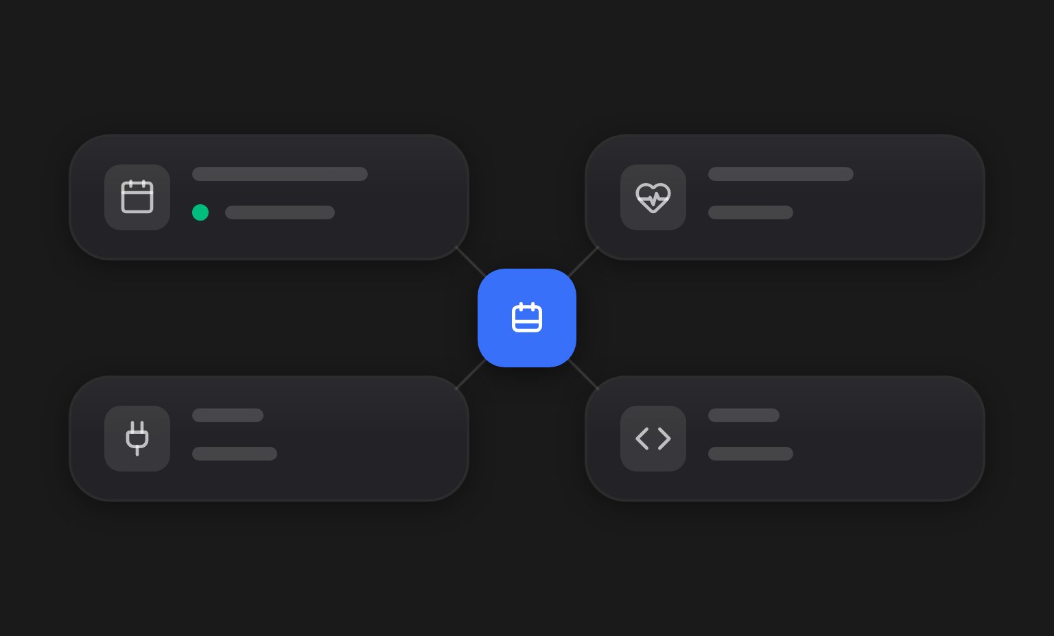 The Begin mark at the centre of four integrations, one of them connected