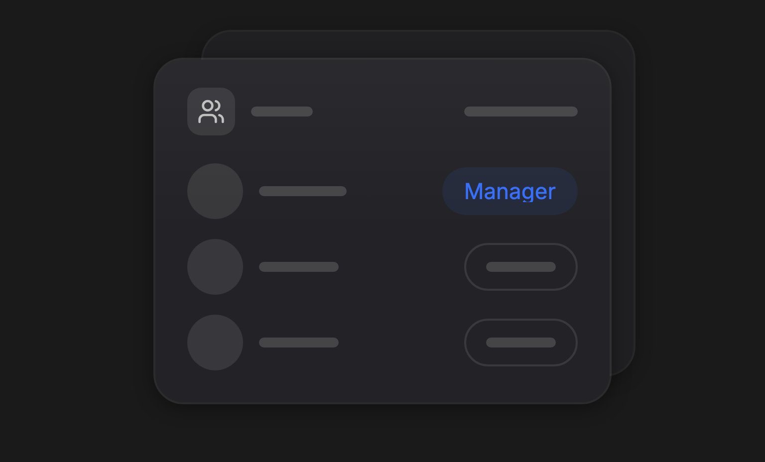 Three team members with their roles: one Manager and two Employees
