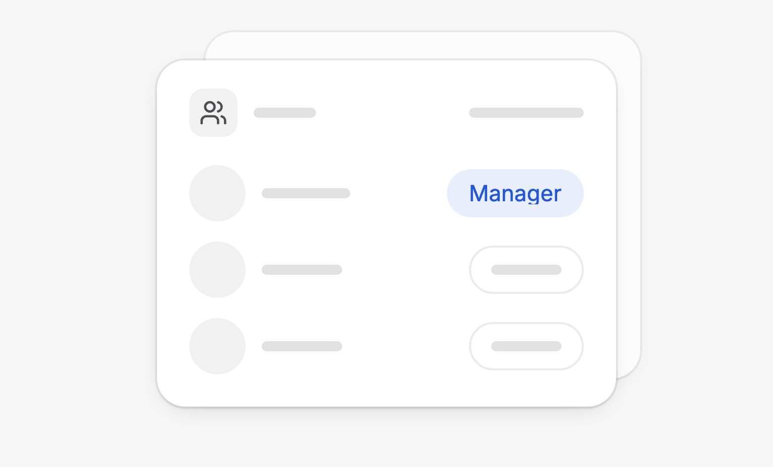 Three team members with their roles: one Manager and two Employees