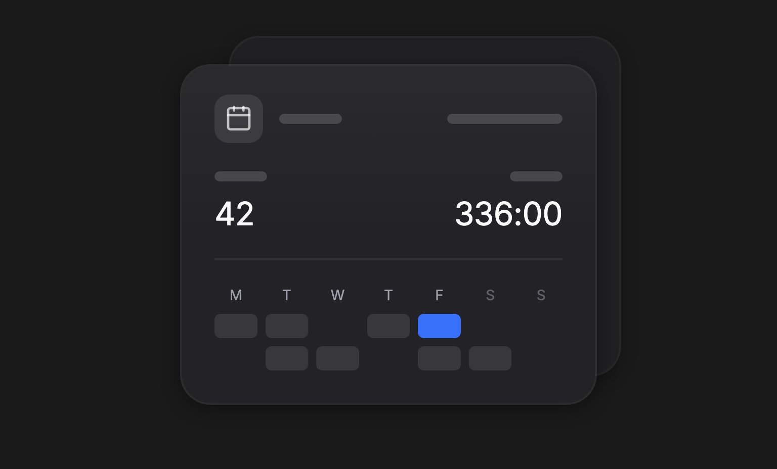 A week of the schedule reduced to two rows of shifts across seven days, one of them highlighted, under the week's shift and hour counts