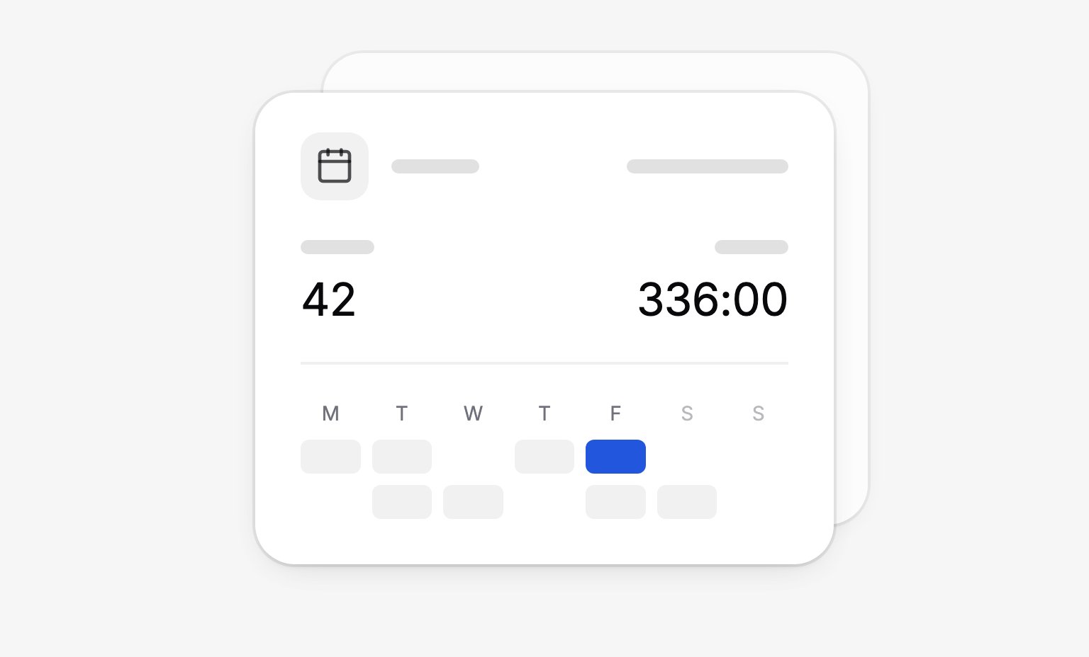 A week of the schedule reduced to two rows of shifts across seven days, one of them highlighted, under the week's shift and hour counts
