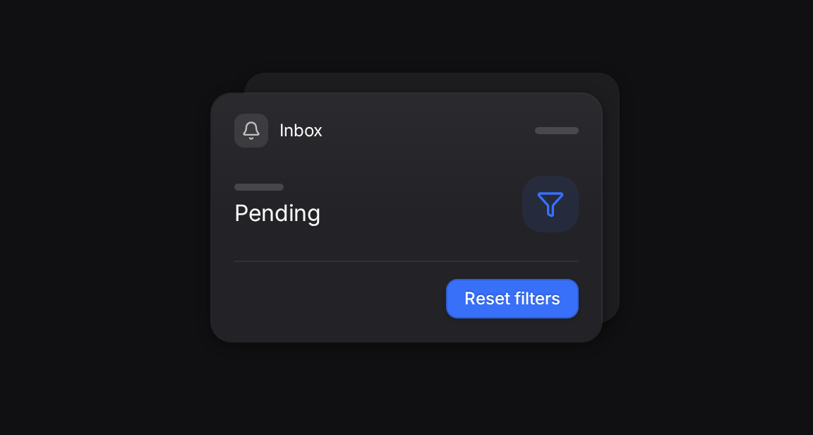 An inbox filter card focused on pending approvals