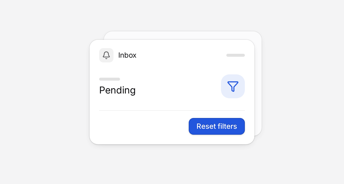An inbox filter card focused on pending approvals