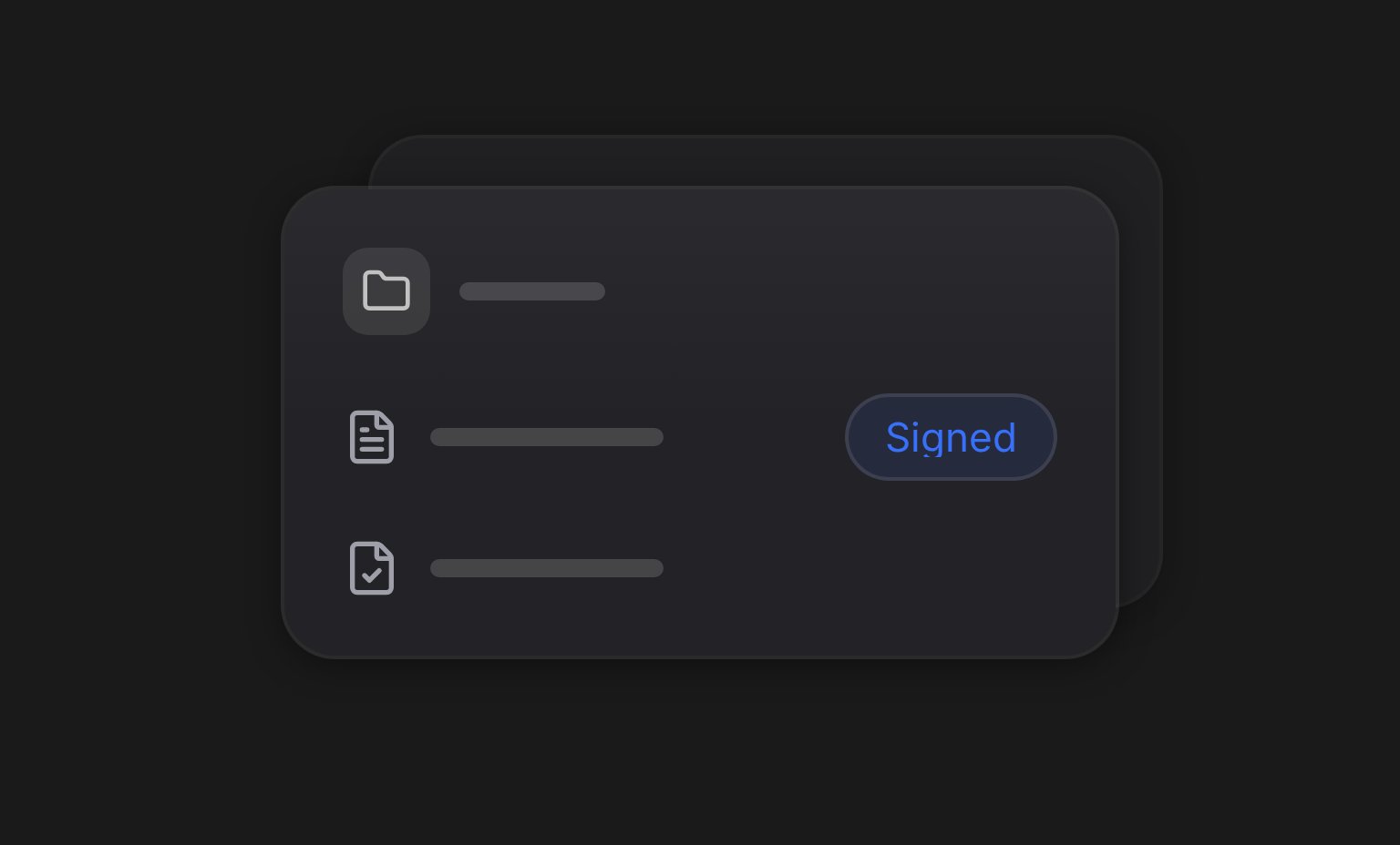 A folder with a contract and a confirmed document