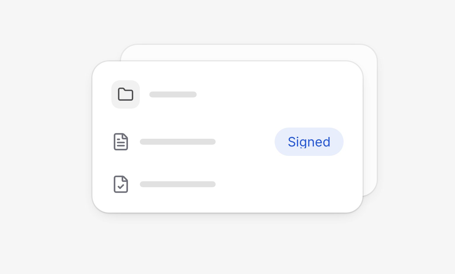 A folder with a contract and a confirmed document