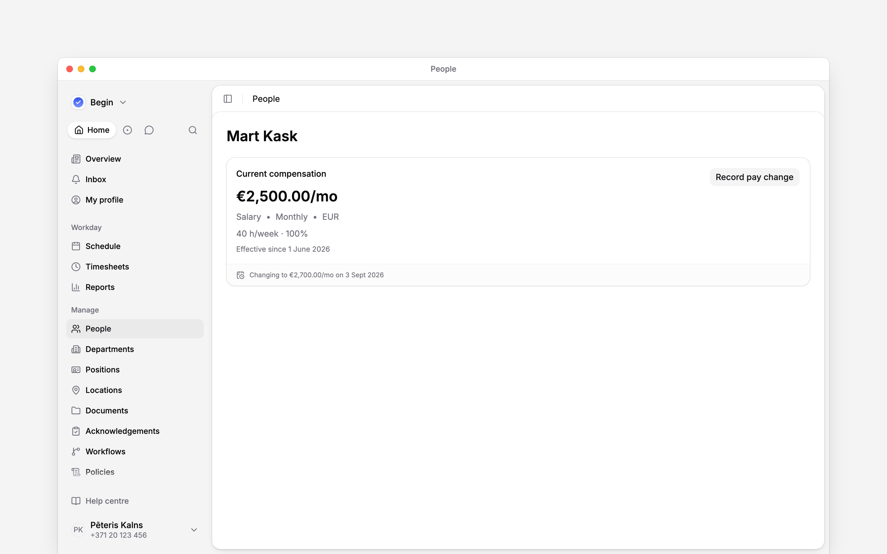 Current compensation with an upcoming rate change and Record pay change action