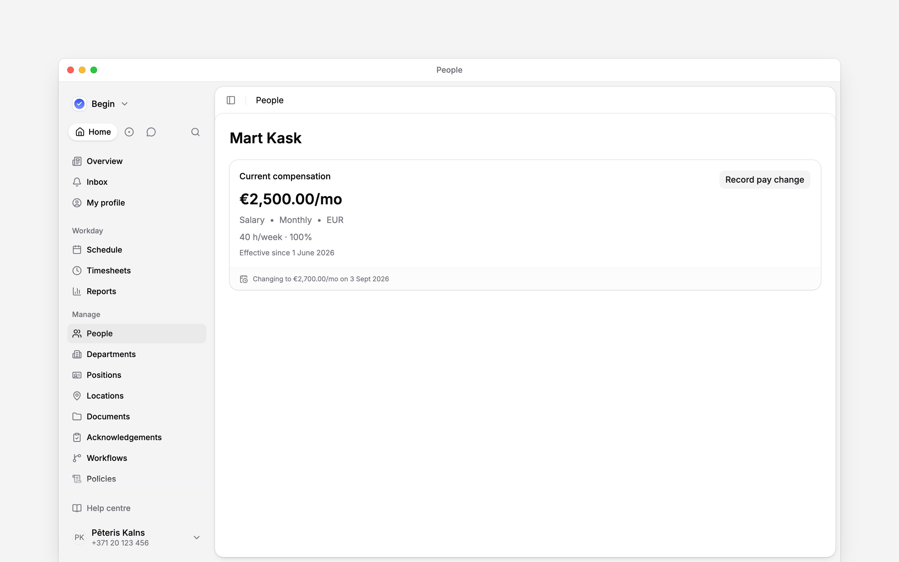 Current compensation with an upcoming rate change and Record pay change action