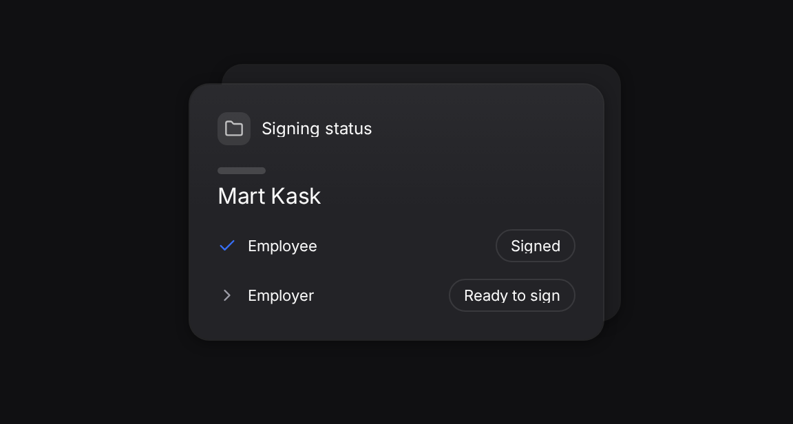 A contract with the employee and employer signature statuses