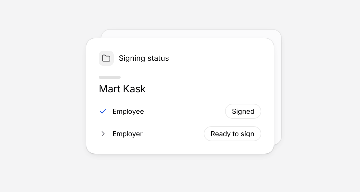 A contract with the employee and employer signature statuses