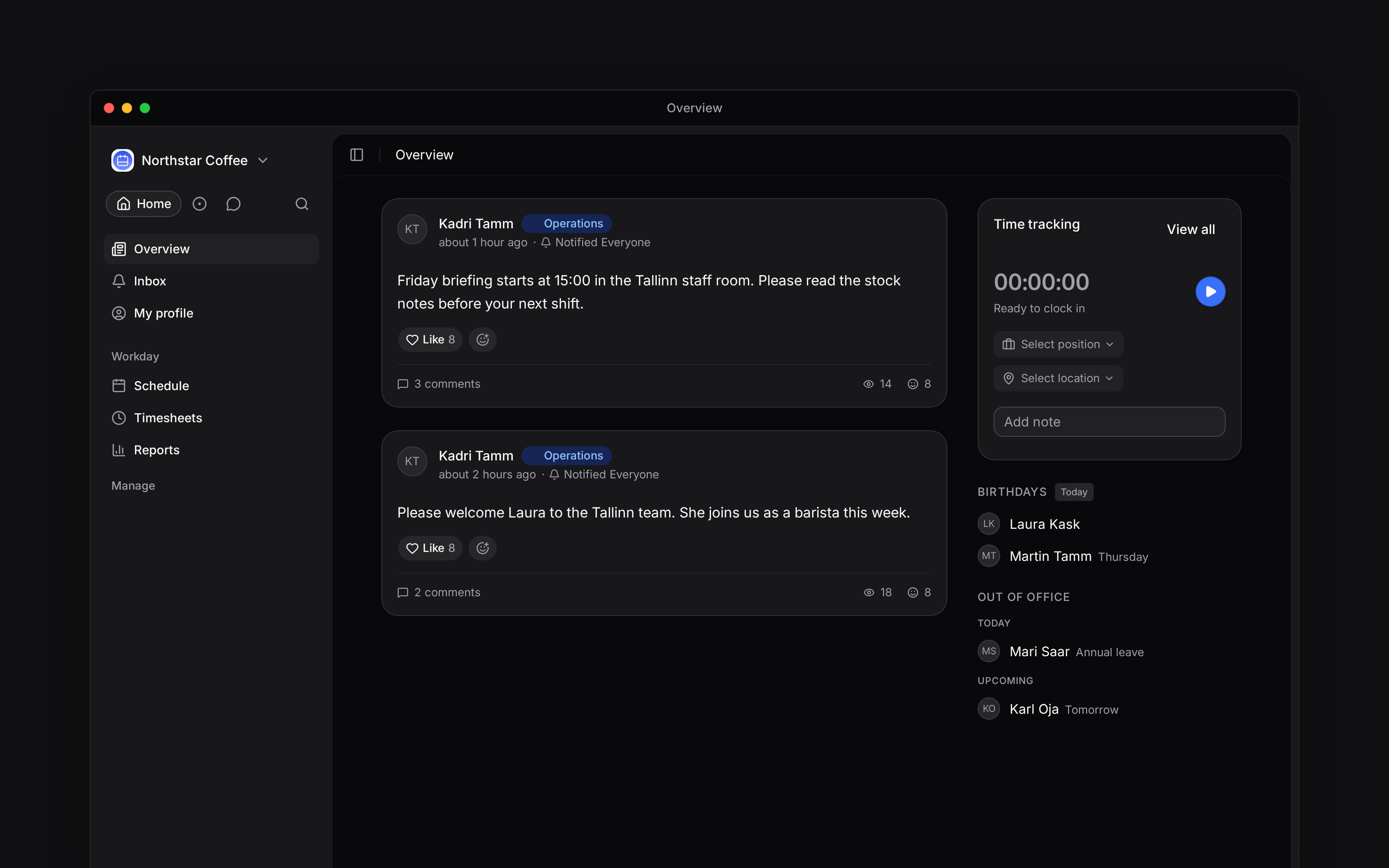 A Begin post with three comments, fourteen views and eight reactions shown as separate counts