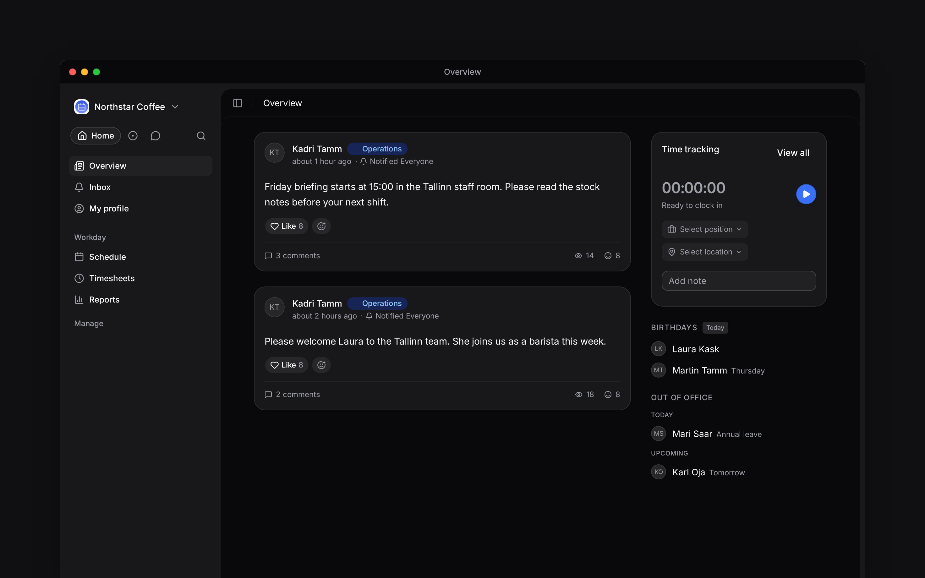 A Begin post with three comments, fourteen views and eight reactions shown as separate counts
