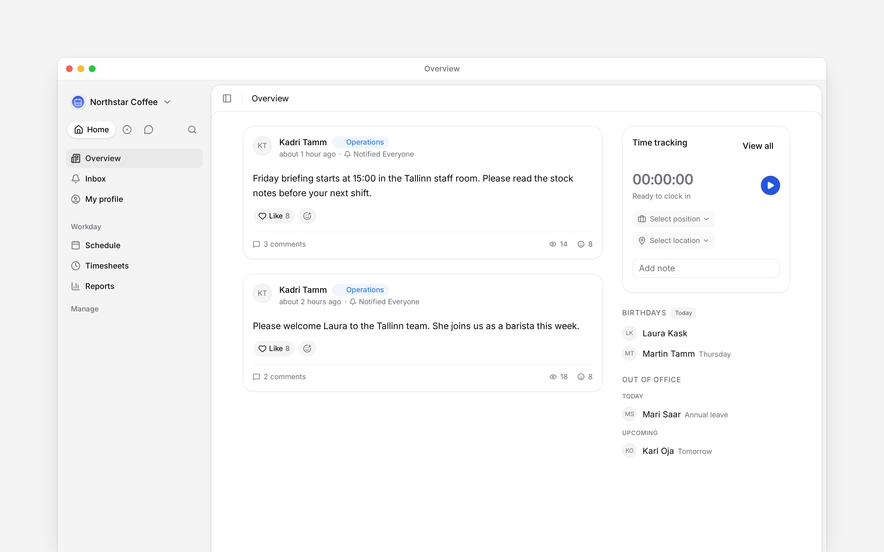 A Begin post with three comments, fourteen views and eight reactions shown as separate counts