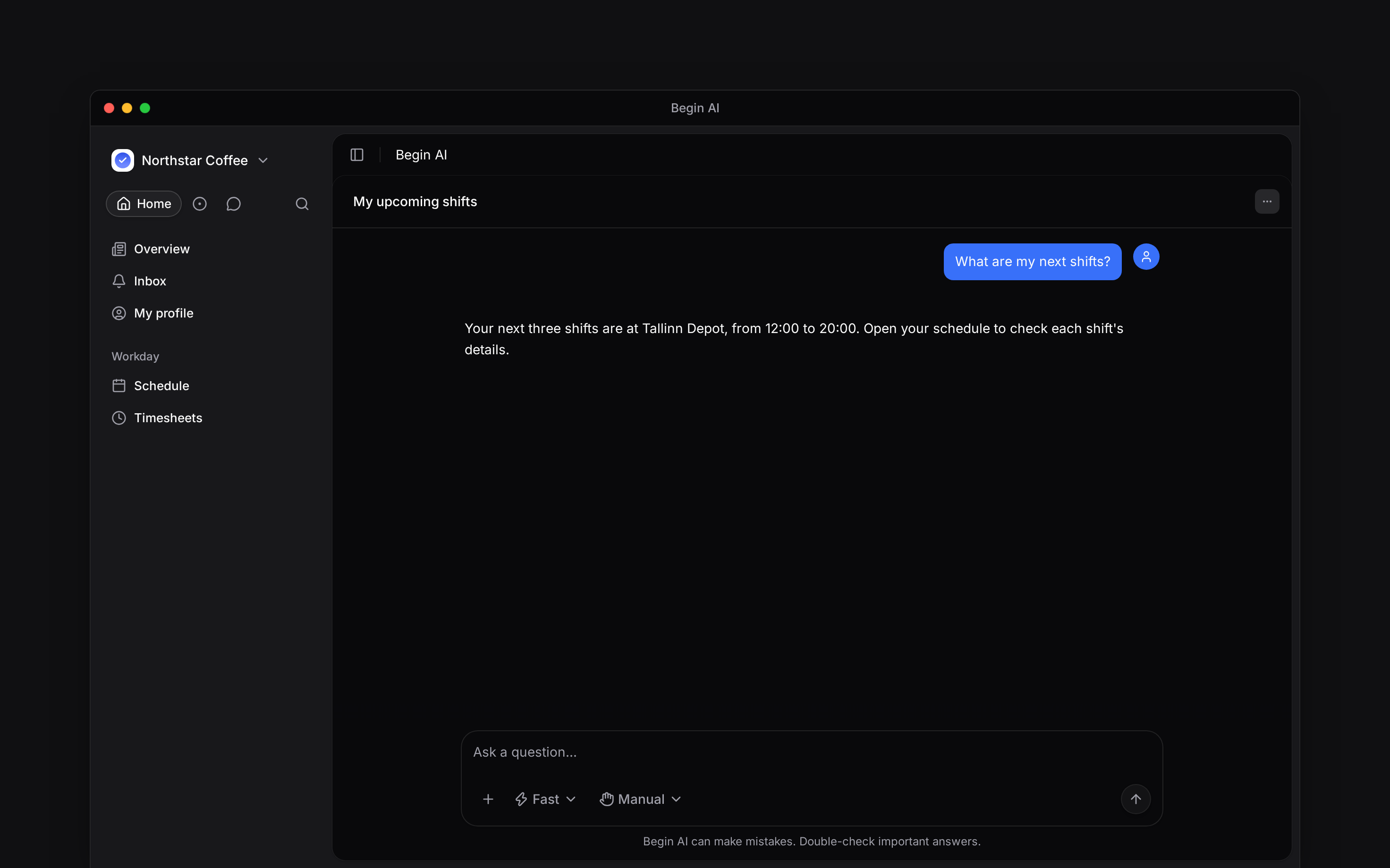 Begin AI with the message composer and manual approval control