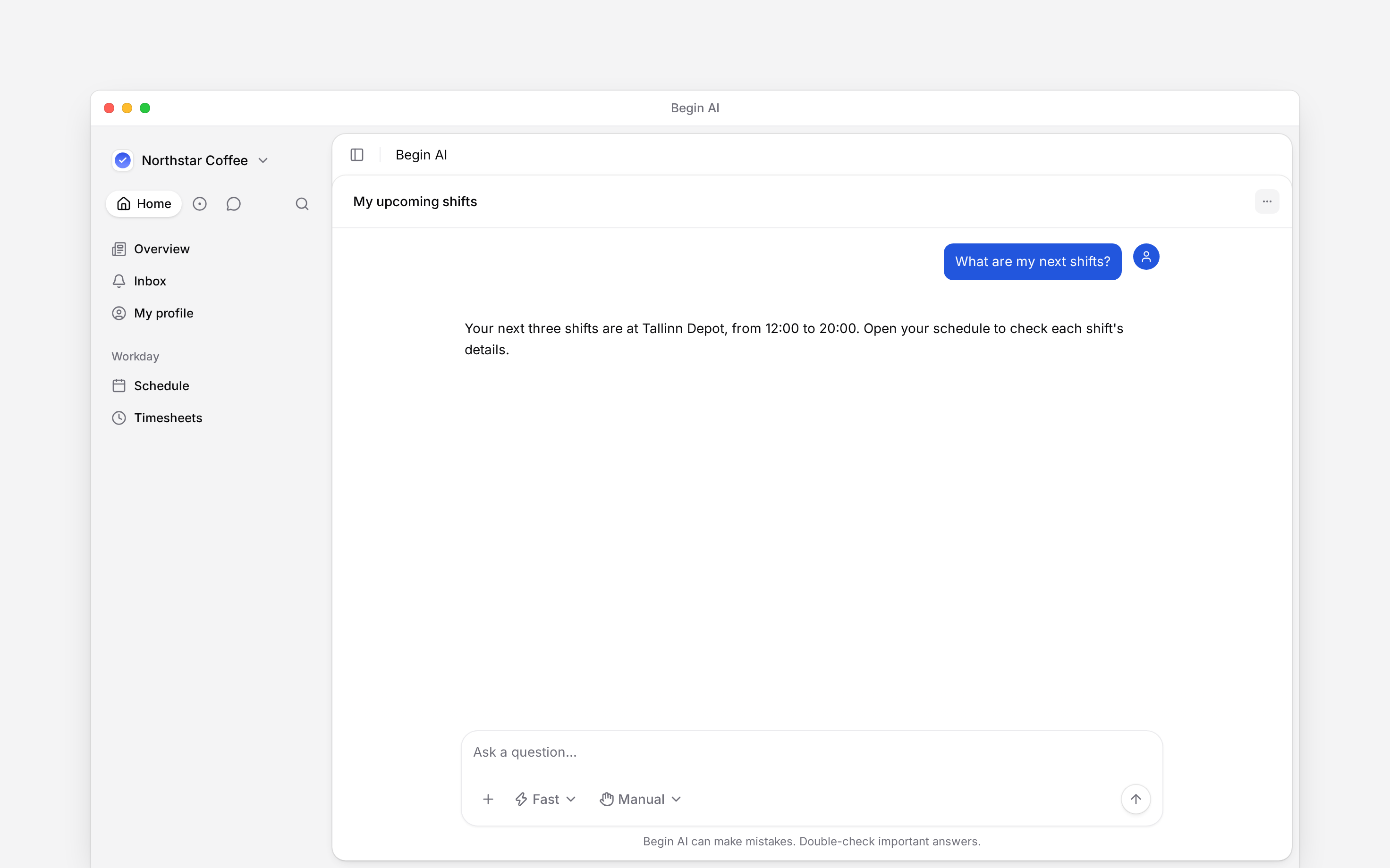 Begin AI with the message composer and manual approval control