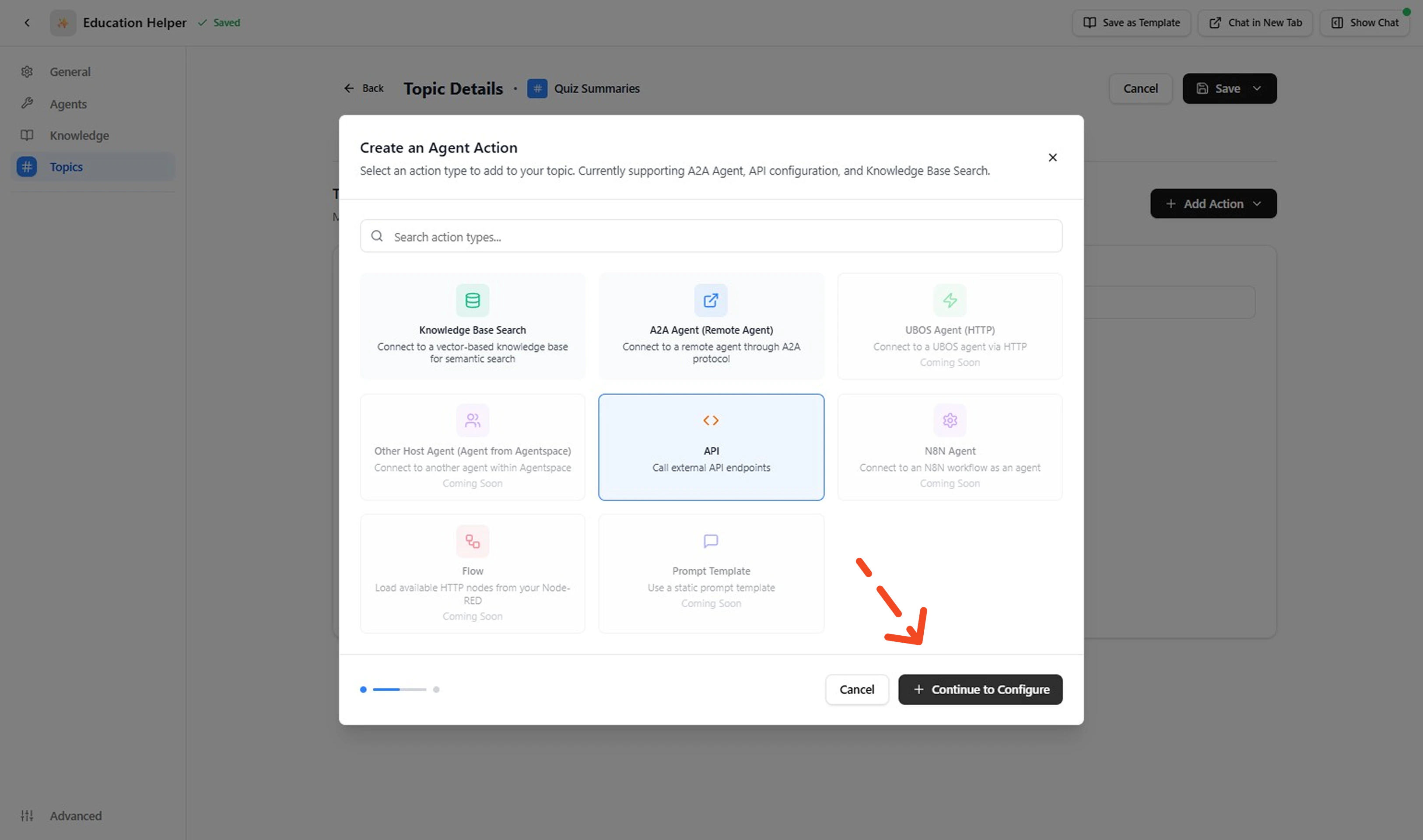 Configure Action Form